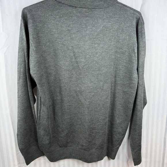 Inserch Mens Large Pullover Sweater knit polo long sleeve deep gray charcoal - Picture 3 of 4
